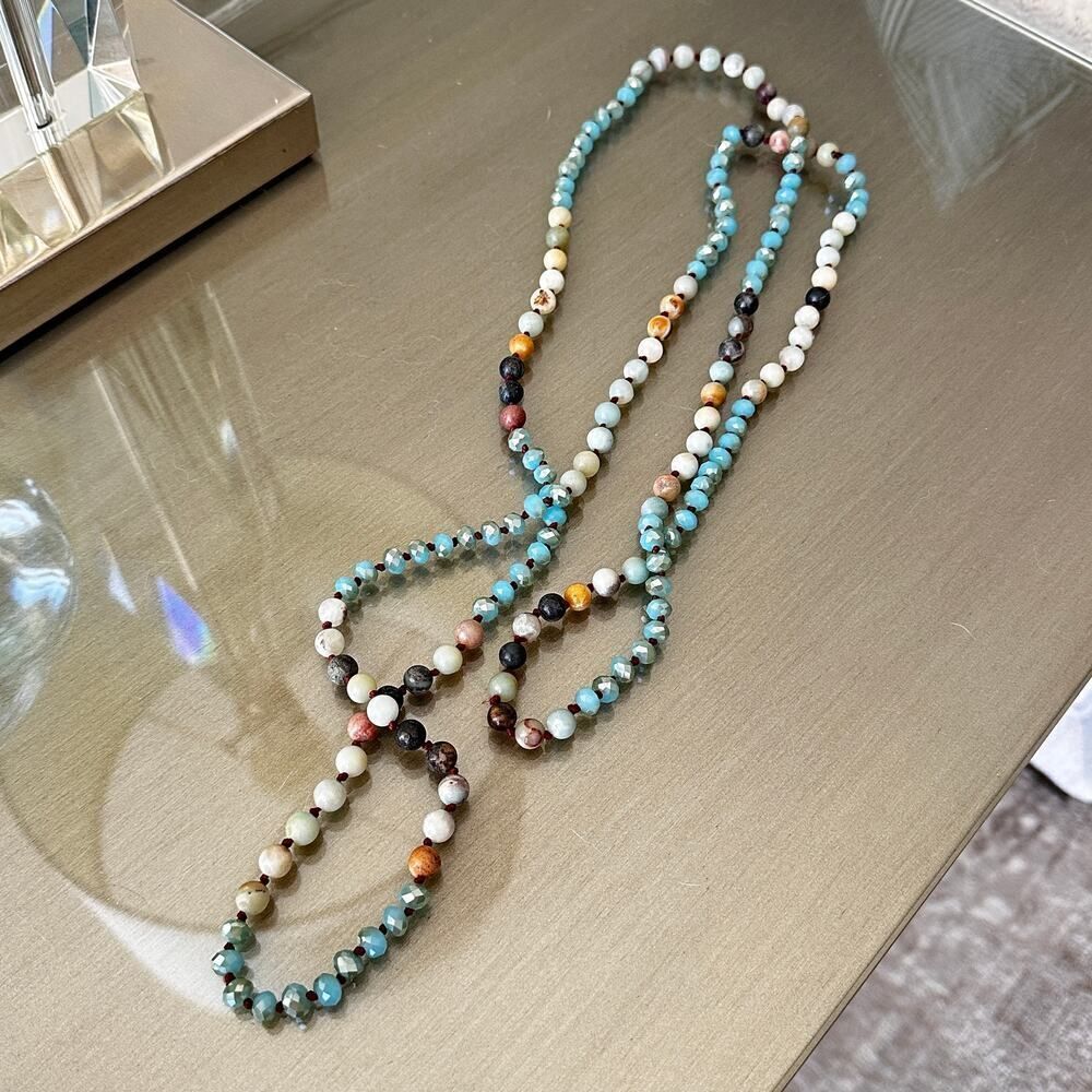 Hand-Knotted Faceted Amazonite Rondelle Bead Necklace